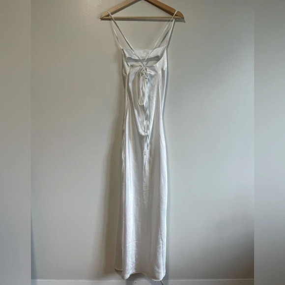 Nasty Gal White Cowl Neck Satin  Maxi Slip Dress - Size 2 - Picture 3 of 9